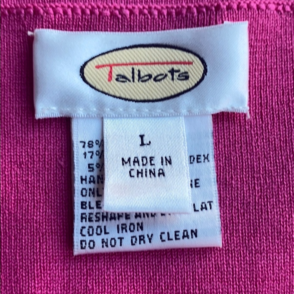 Talbot’s Raspberry Pink Knit Top w/ Rhinestone Detail - Size L - Picture 4 of 5